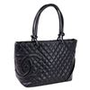 Image 3 : Chanel 9-Series Cambon Tote w/ Authenticity Card â€“ Black Quilted Leather with CC