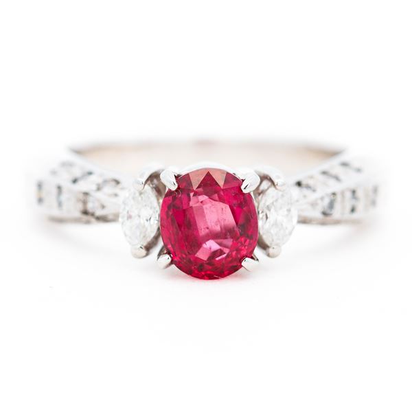 GIA No Heat 1.14ct Ruby & 0.38ctw Diamond Ring, sz 6
