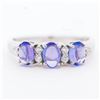Image 1 : 14KWG 3 Stone Tanzanite and Diamond Band, Size 6.5
