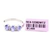 Image 5 : 14KWG 3 Stone Tanzanite and Diamond Band, Size 6.5