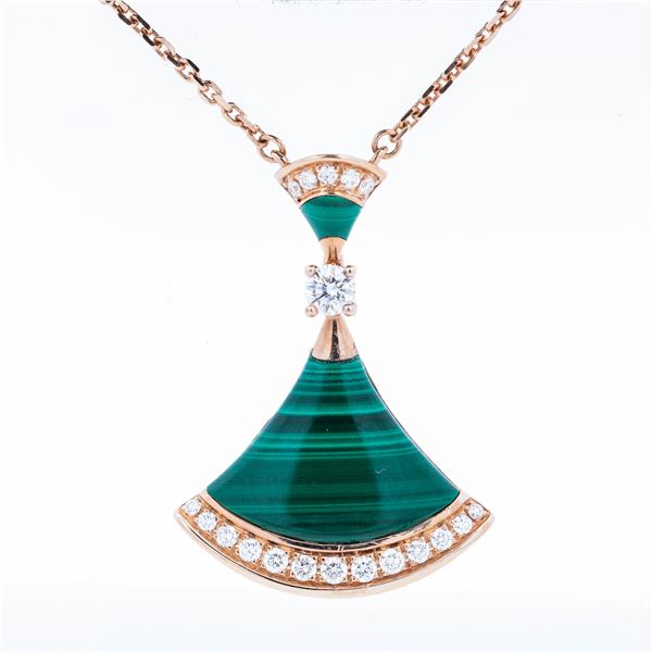 18KRG BVLGARI Divasâ€™ Dream Diamond & Malachite Necklace, 17"