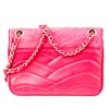 Image 5 : Chanel 22-Series Pushlock Flap Shoulder Bag with Auth. Card â€“ Pink Suede & Leath