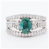 Image 1 : Platinum Alexandrite (1.03 ct) & 0.71 ctw Diamond Triple-Row Ring, 6