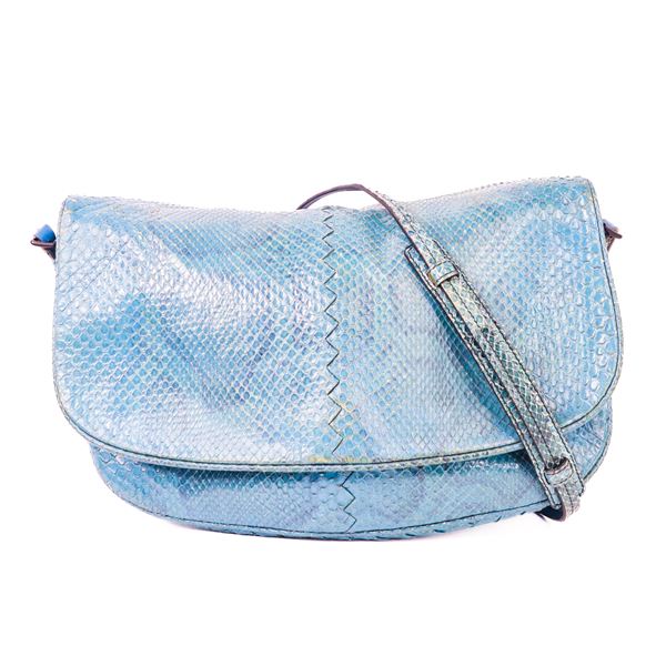 Bottega Veneta Rare Blue Python Leather Shoulder Bag