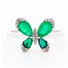 Image 1 : 14KYG 1.10ctw Emerald and Diamond Butterfly Ring, Size 7.25