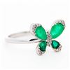 Image 2 : 14KYG 1.10ctw Emerald and Diamond Butterfly Ring, Size 7.25