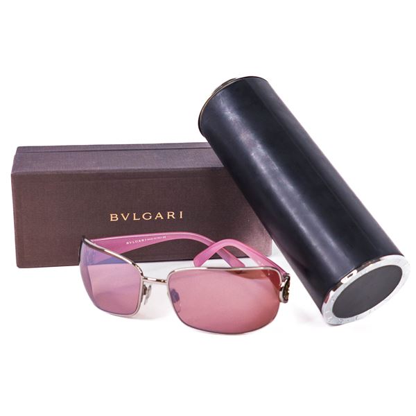 BVLGARI 638 221/7K Butterfly Sunglasses / Rose-Brown Gradient Lens / Plum Crystal Temples