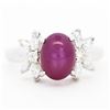 Image 1 : Platinum 2.52ct Star Ruby & 0.50ct Natural Diamond Pinky Ring, 3.5