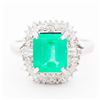 Image 1 : Platinum 2.05ct Emerald & 0.40ctw Diamond Ring, sz 6.5