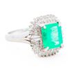 Image 2 : Platinum 2.05ct Emerald & 0.40ctw Diamond Ring, sz 6.5