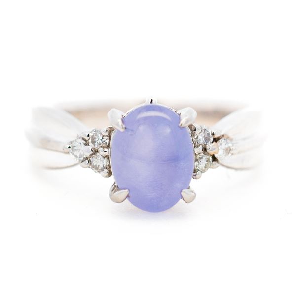 Platinum 2.68ct Star Sapphire, & .11ctw Diamond Pinky Ring, size 4