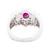 Image 4 : GIA Platinum Oval Brilliant 1.23ct Ruby & 0.27ct Natural Diamond Ring, Size 6