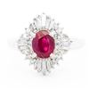 Image 1 : Platinum 1.17ct Ruby & 0.50ctw Natural Diamond Ring, Size 6