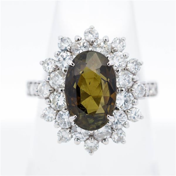 GIA Pt950 4.08ct Sri Lanka Color Change Alexandrite & 1.78ctw Diamond Ring, Size 6