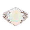 Image 1 : Pt900 2.27ct Natural Cabochon Opal & Diamond Filigree Ring, size 5