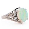 Image 2 : Pt900 2.27ct Natural Cabochon Opal & Diamond Filigree Ring, size 5
