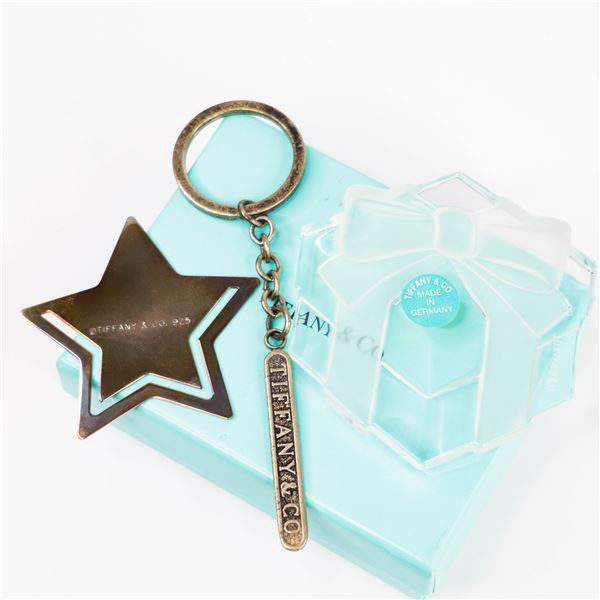 Lot of 3 Tiffany&Co. Items with Boxes - 925 Keyring/ 925 Star Clip/Crystal Gift