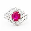 Image 1 : Platinum 1.00ct Ruby & 0.50ctw Natural Diamond Ring, Size 4