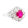 Image 2 : Platinum 1.00ct Ruby & 0.50ctw Natural Diamond Ring, Size 4