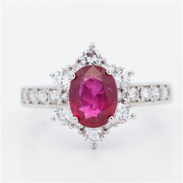 GIA Plat. 2.14ctw Thai Ruby & Diamond Ring, 6