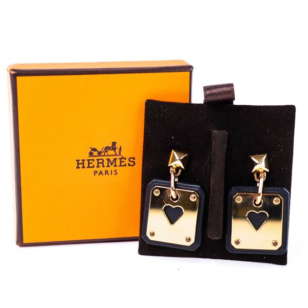 Hermes As de Coeur Earrings New, Box & Papers