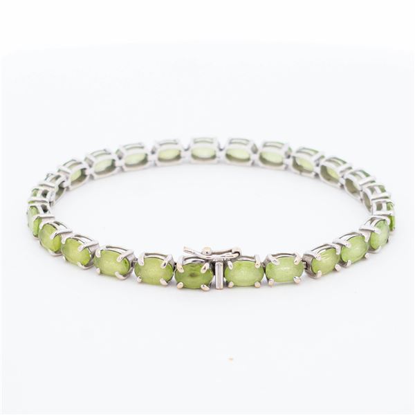 18K White Gold 14.00ct Peridot Bracelet 6"