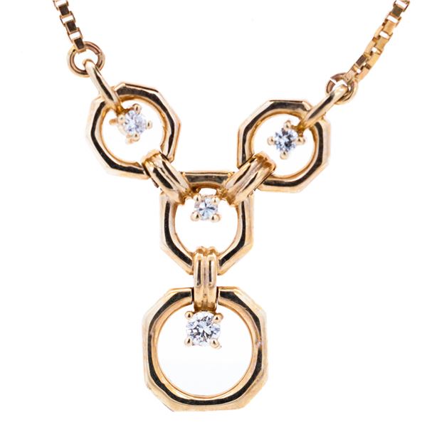 14KYG Italian Diamond Pendant Necklace 15"