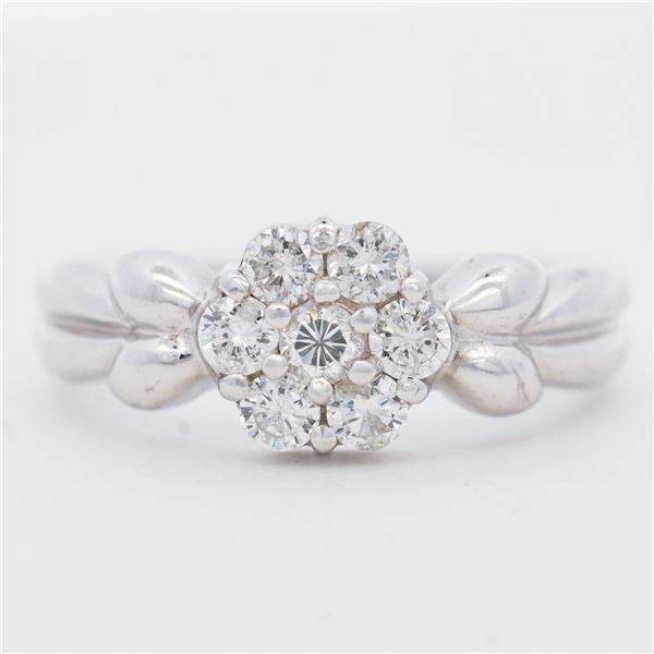 Platinum 0.50ct Diamond Flower Motif Ring, 6