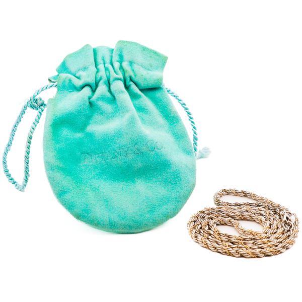 Tiffany & Co. Sterling Silver/18K Yellow Gold Twist Rope Chain w/ Pouch 18"