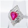 Image 5 : GIA Pt 1.70ct No-Heat Ruby & 0.66ctw Diamond Ribbon Ring, 8