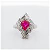 Image 6 : GIA Pt 1.70ct No-Heat Ruby & 0.66ctw Diamond Ribbon Ring, 8