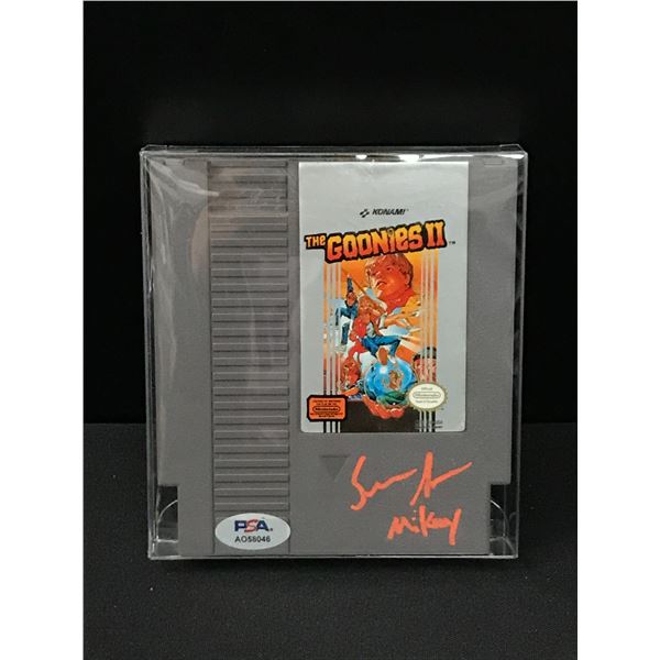 SEAN ASTIN SIGNED AND INSCRIBED 'MIKEY' GOONIES II NES VIDEO GAME - PSA COA