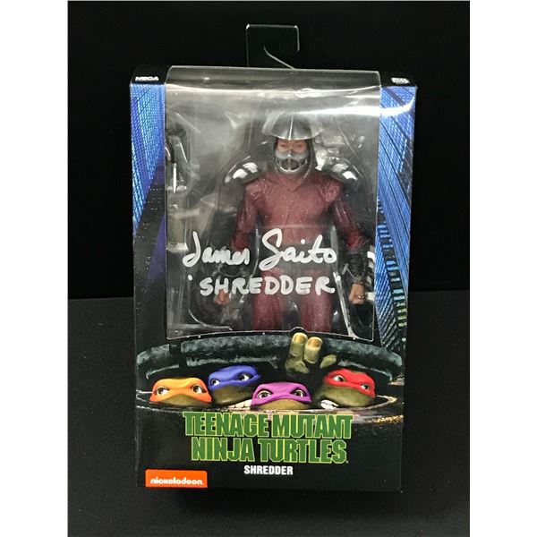 JAMES SAITO SIGNED AND INSCRIBED 'SHREDDER' TEENAGE MUTANT NINJA TURTLES ACTION FIGURE - JSA COA