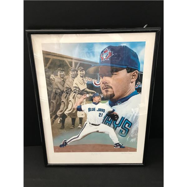 ROGER CLAMENS SIGNED AND FRAMED PICTURE WITH LOA