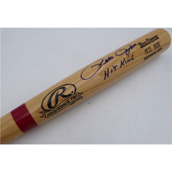 PETE ROSE SIGNED `HIT KING` BASEBALL BAT PSA COA