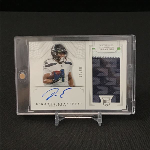 D'WAYNE ESKRIDGE SIGNED NATIONAL TREASURES PATCH CARD 70/99