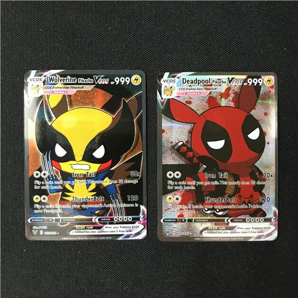 LOT OF 2 POKEMON WOLVERINE AND DEADPOOL CARDS