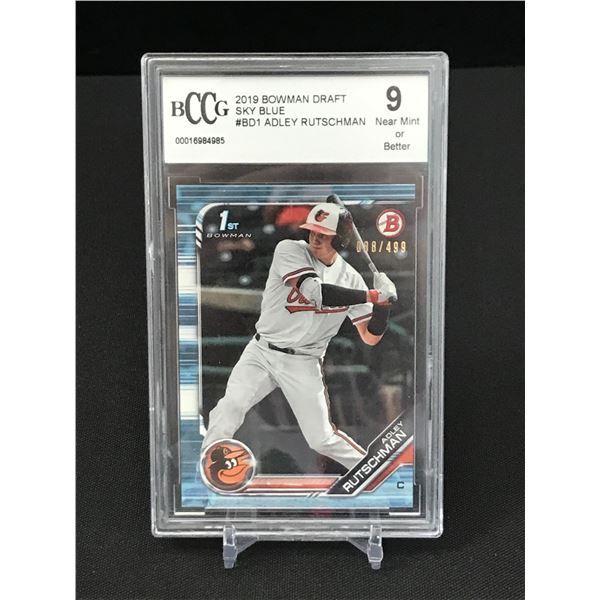 2019 BOWMAN DRAFT SKY BLUE NO.BD1 ADLEY RUTSCHMAN BECKETT COA