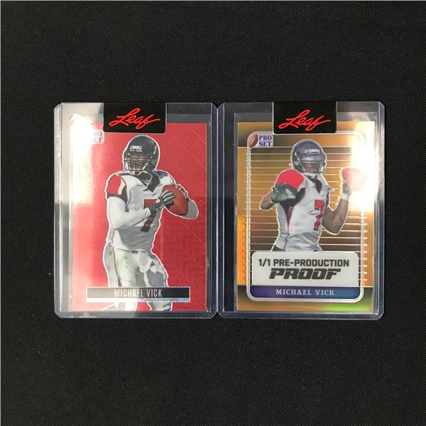 LOT OF 2 LEAF MICHAEL VICK TRADING CARDS`