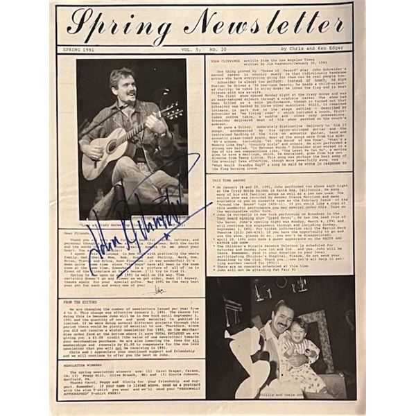 The Duke's of Hazzar John Schneider Signed 1991 Newsletter