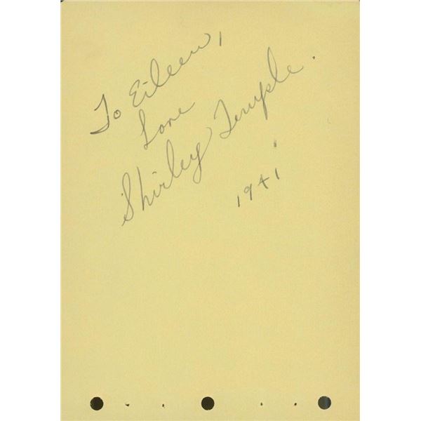 Shirley Temple signed note. GFA Authenticated