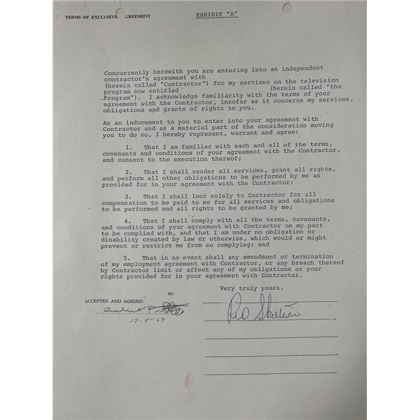 Red Skelton signed contract