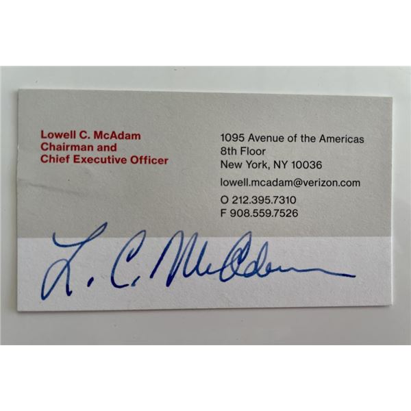 Verizon CEO Lowell C. McAdam signed business card