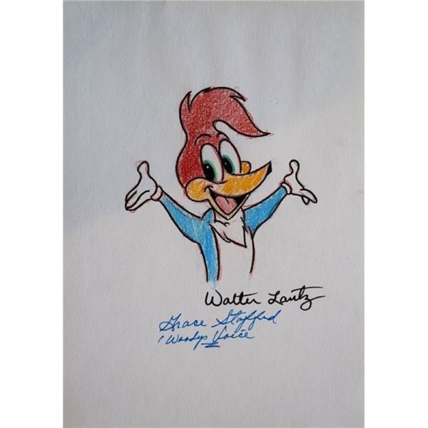 Woody Woodpecker sketch signed by Walter Lantz