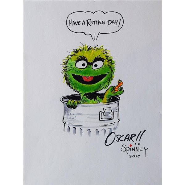 Oscar The Grouch sketch signed by Caroll Spinney