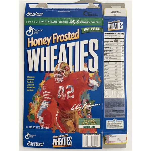 NFL Legend Ronnie Lott LeRoy Neiman Illustrated Honey Frosted Wheaties Cereal Box
