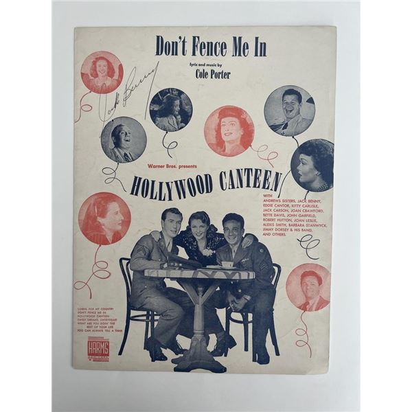 Hollywood Canteen Don't Fence Me In Jack Benny signed sheet music