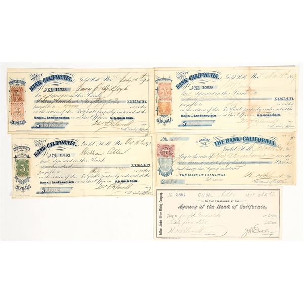 Gold Hill, Nevada Checks & Deposit Slips, Most with Nevada Revenue Stamps [198180]
