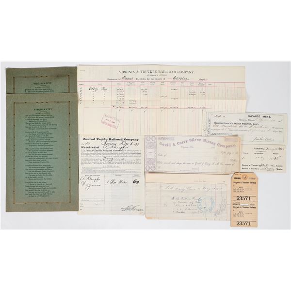 Virginia City, Nevada Mining & Railroad Ephemera [202726]