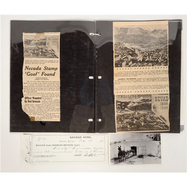 Nevada Ephemera Group: Stamps, Mine Paycheck, Sutro Postcard [197300]